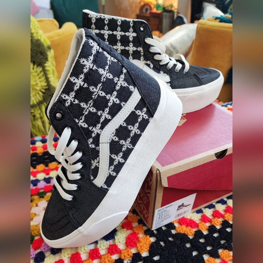 Vans Shoes Old Sko Tapered Embroidered Denim Black Size 8 New